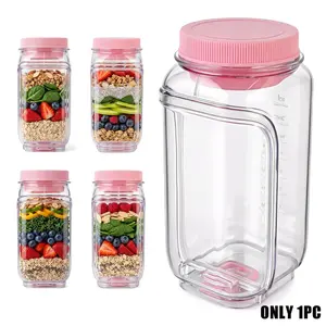 Salad Jar with Side Opening Leakproof Portable Salad Container with Dressing Cup & Lid Lid-to-Bowl Design Dishwasher & Freezer Safe for Office Gym Travel Picnic Pink summerwins
