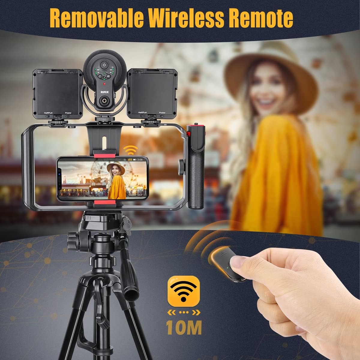 Smartphone Stabilizer Grip, Cellphone Video Rig Tripod Mount Holder, with  Remote Shutter for   and Android Smartphones