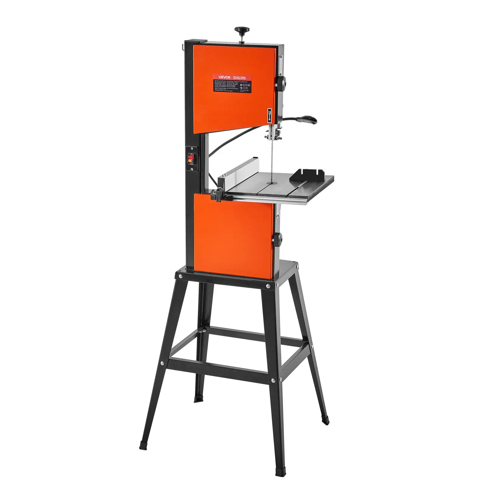 VEVOR Band Saw with Stand, 10-Inch, Two-Speed Benchtop Bandsaw, 373W 1/2 HP, 6 in Max Cutting Height, 13.2x 13.4 in Cast Iron Table, with 360 Work Light, Miter Gauge, Fence, Band Saw for Woodworking