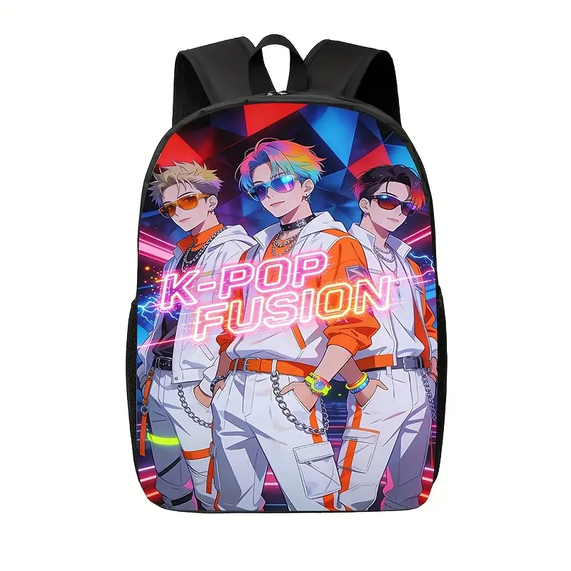 K-Pop Themed Backpack Featuring Group Logos – Lightweight, Travel-Friendly School Bag with Adjustable Straps and Zipper Closure; Suitable for School, Outdoor Activities, and Daily Use; Ideal for Teens – A Back-to-School Essential.