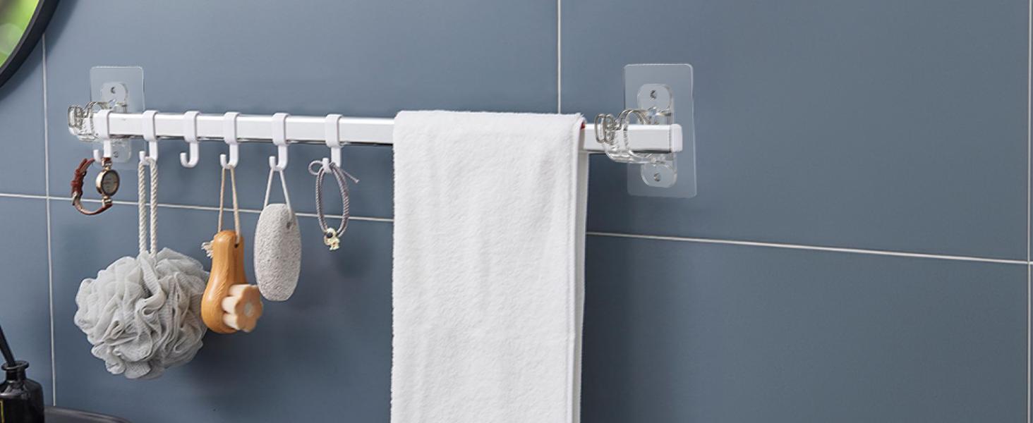 No Rod Bracket Holders, (8 Pack) Self, No-Nail Stick on Wall Rod Hangers for Bedroom and Livingroom