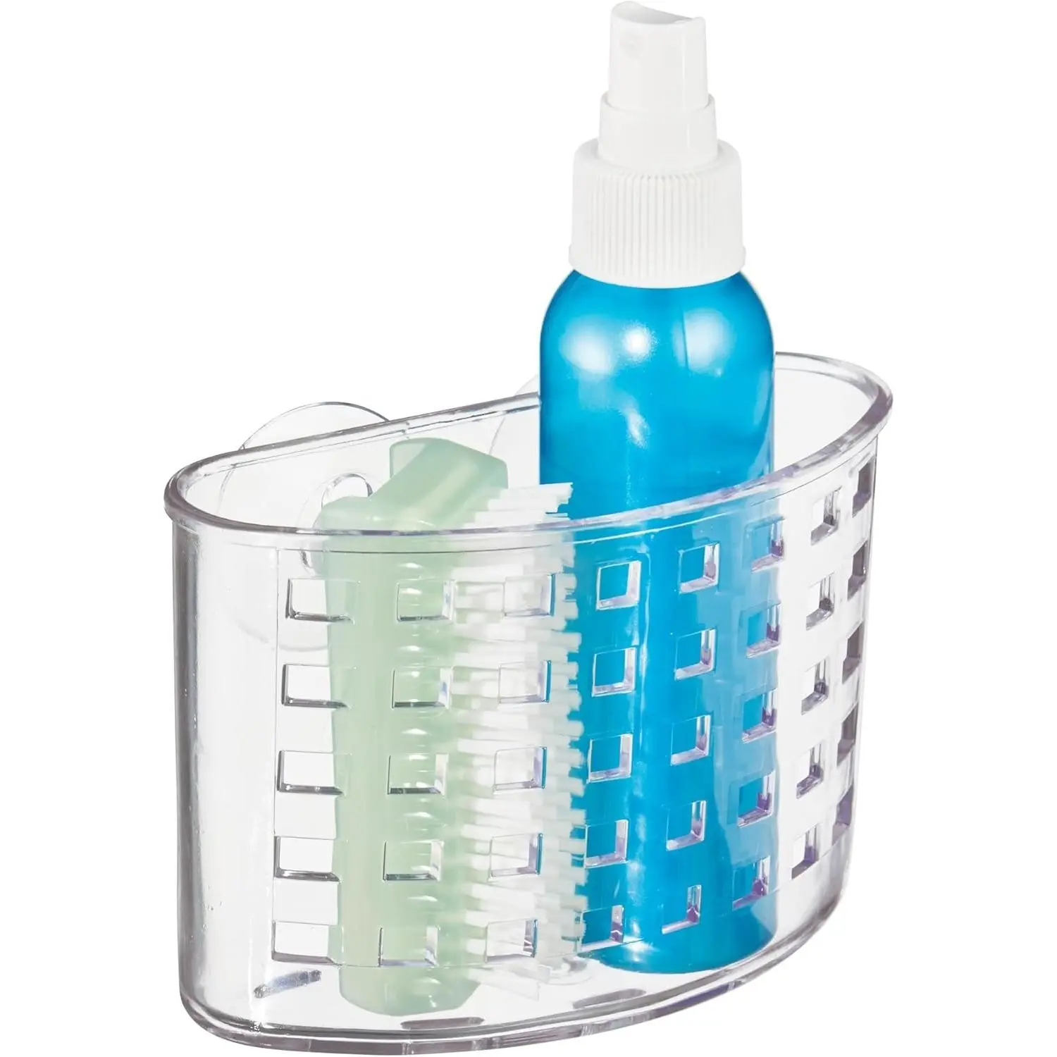 Suction Cup Shower Caddy Basket - Bathroom Storage Organizer - Clear - Made in USA
