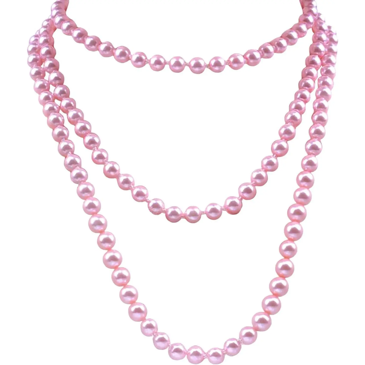 Women's Adjustable Long White Multi-Strand Faux Glass Beads Necklace - 150cm/59in, Lightweight Modern Layered Look for Bridal Wedding & Elegant Party Events