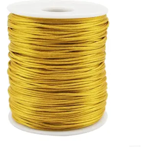 Yellow Nylon Cord Satin String 1mm x 109 Yards Rattail Satin Silk Trim Cord for Bracelets, Necklaces, Jewelry Making, Chinese Knotting，Macramé Arts and Crafts