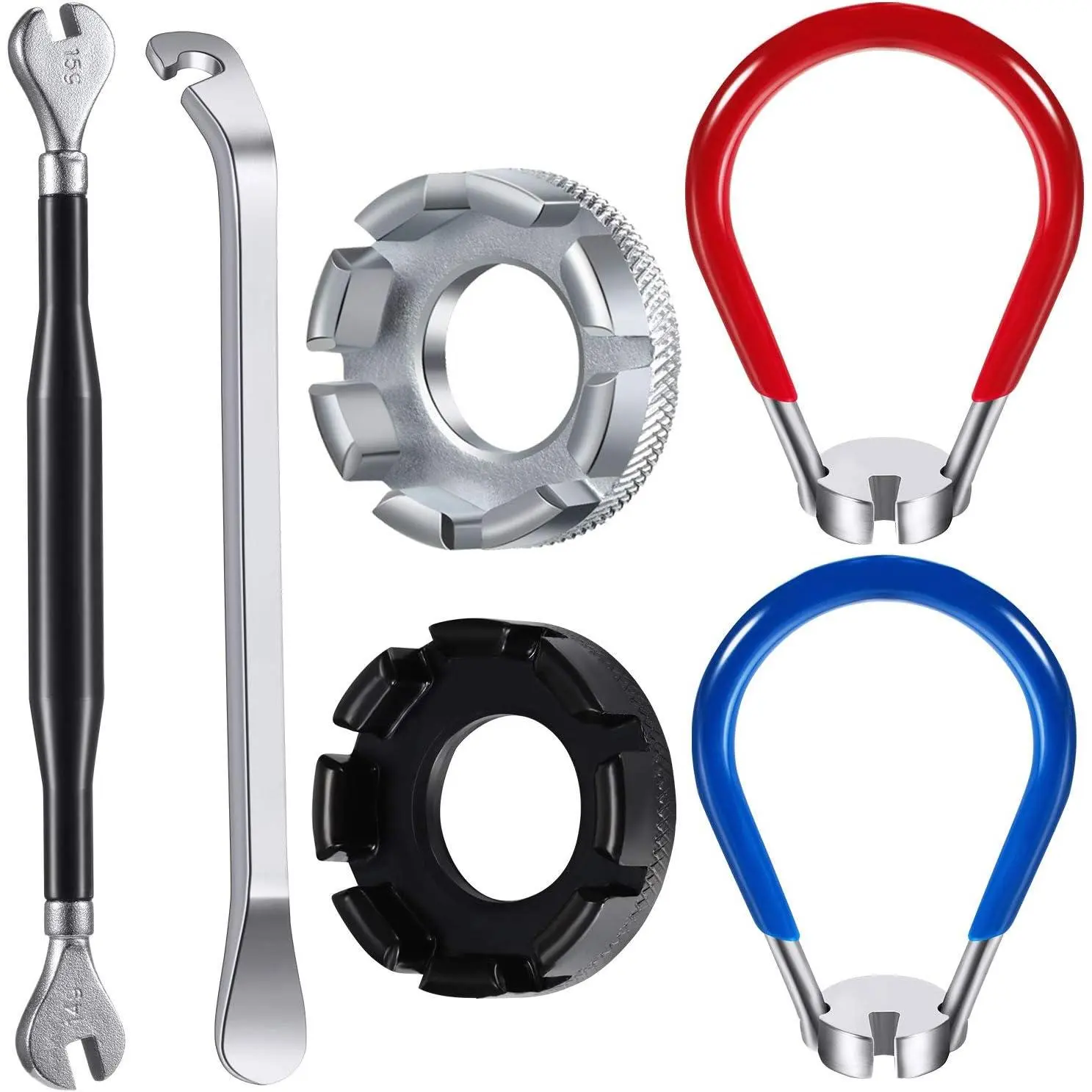 Outdoor sports  Mudder 6 Pcs Bicycle Spoke Wrench Set, 5 Bike Spoke Tool with 1 Tire Lever |   Bike Rim Correct Kit Spoke Nipple Wrench Kit, Rim Truing Repair, Compact Pocket Size, Fits Most Bikes