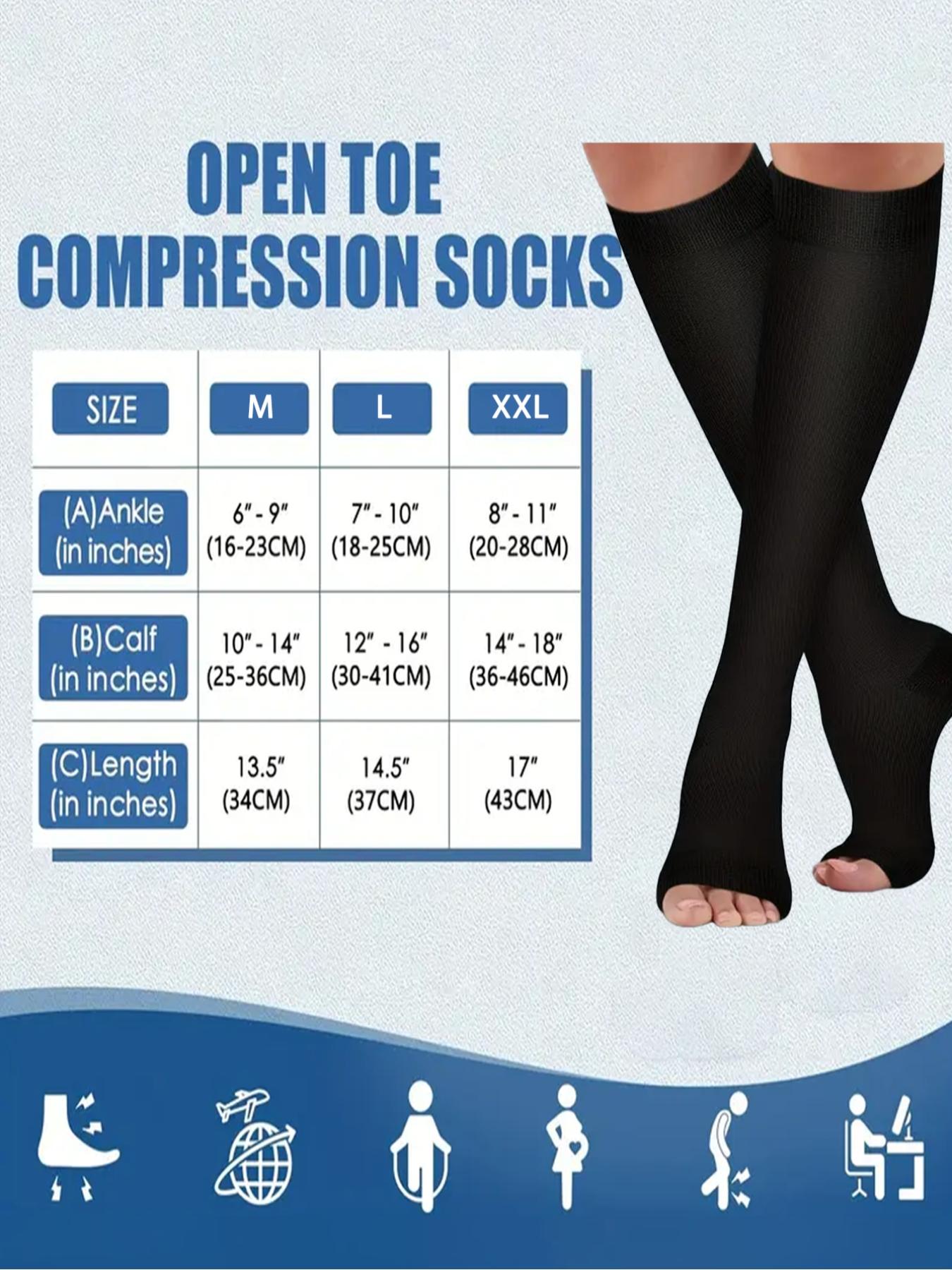 Open Toe Zipper Compression Socks, Knee High Sports Socks for Women & Men, Sports Socks for Cycling, Running, Hiking, Travel