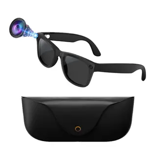 Smart Glasses with Camera & Charging Case, 8MP HD Camera,Leather Charging Case, 2GB Memory Build-in, Anti-Shake Video Recording, TR90 Frame, 300Mah Battery, IP65 Waterproof, AI Translation, Bluetooth Calling, Listen Music ,WiFi Transfer