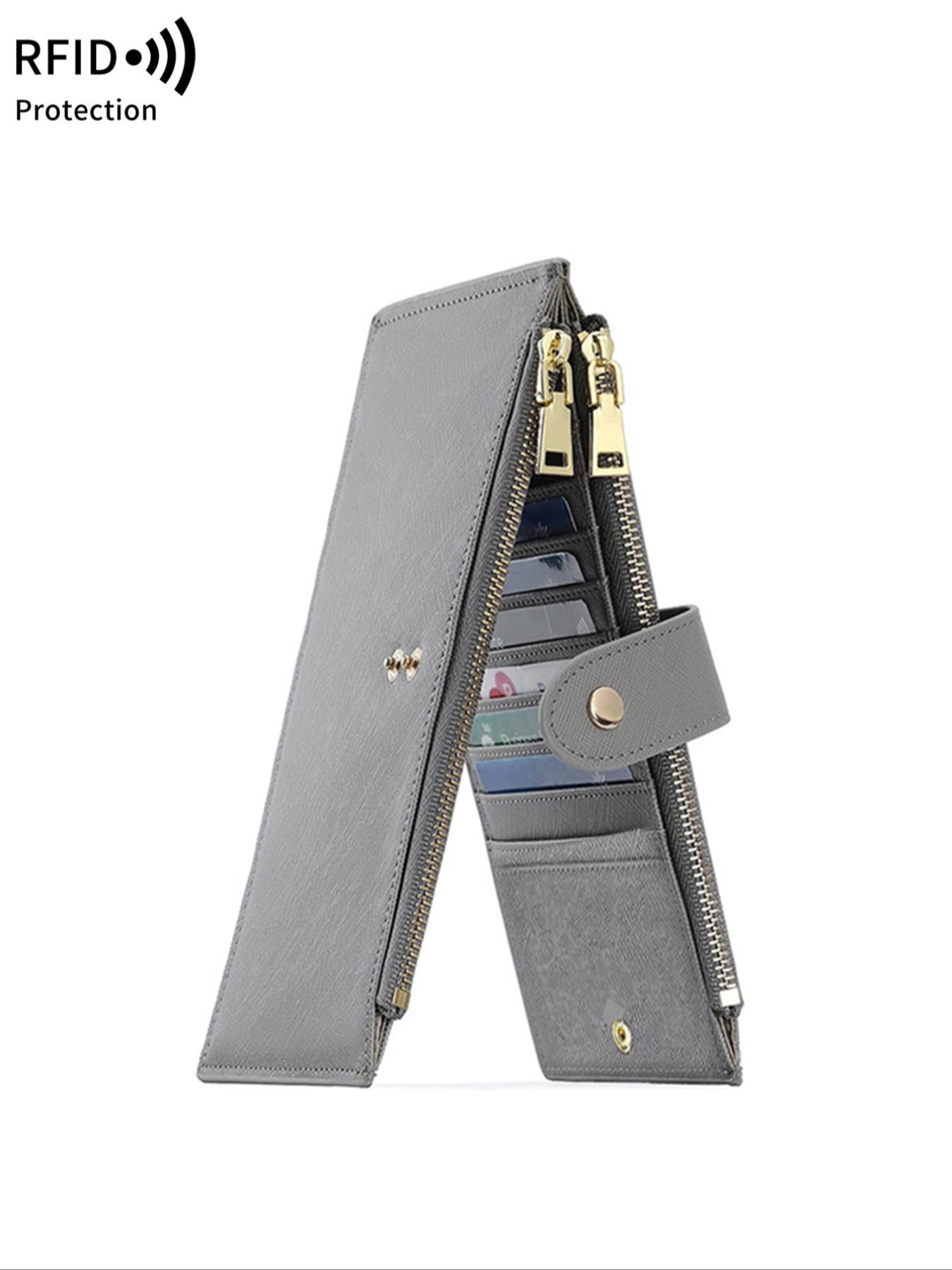 Women's Elegant Long Wallet, Casual Versatile Zipper Rfid Blocking Bifold Wallet, Multi Card Slot Wallet for Daily Use, Zipper Wallet Design