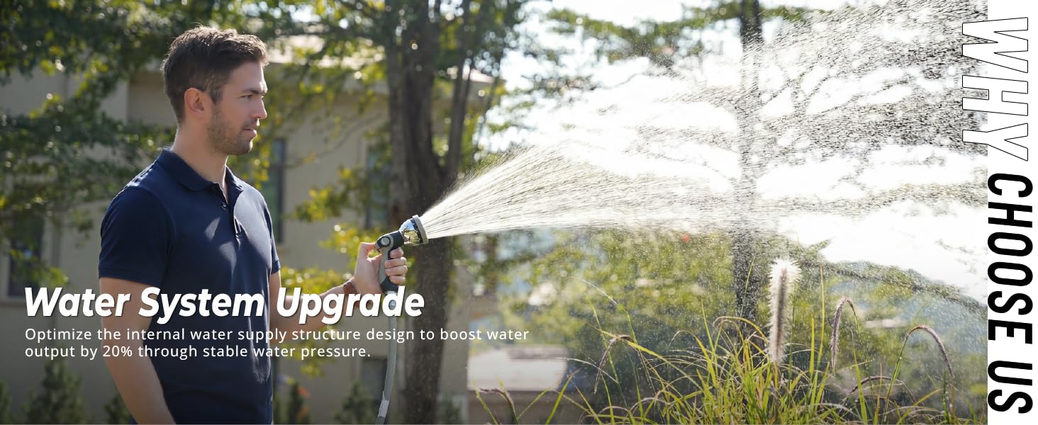 Retractable Garden Hose Reel 5/8"x100ft, 3-Ply Reinforced, High-Flow, Any Length Lock, 180 °   Swivel Bracket, Heavy-Duty Aluminum Mount, Slow Retract, Auto-Layer, 10 Spray Nozzle