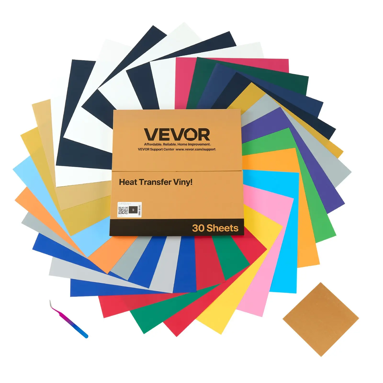 【DealsForYouDays】VEVOR Heat Transfer Vinyl, 30 Pack, 12x 12 in, Assorted Colors HTV Iron on Vinyl Bundle, Easy to Cut and Weed, with Accessories, Compatible with Cutting Machines, for Various Materials, T-shirts