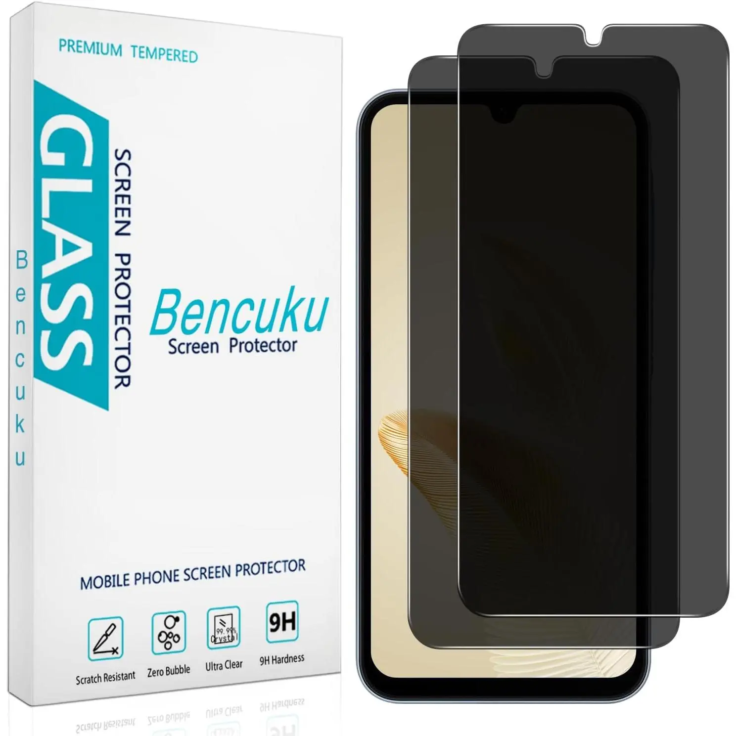 (2 Pack) Tempered Glass Privacy Phone Screen Protectors for Samsung Galaxy A17 5G, Anti-Spy, Anti-Scratch, Bubble-Free Touchscreen Accessory with Casing & Cover Compatibility, Accessories