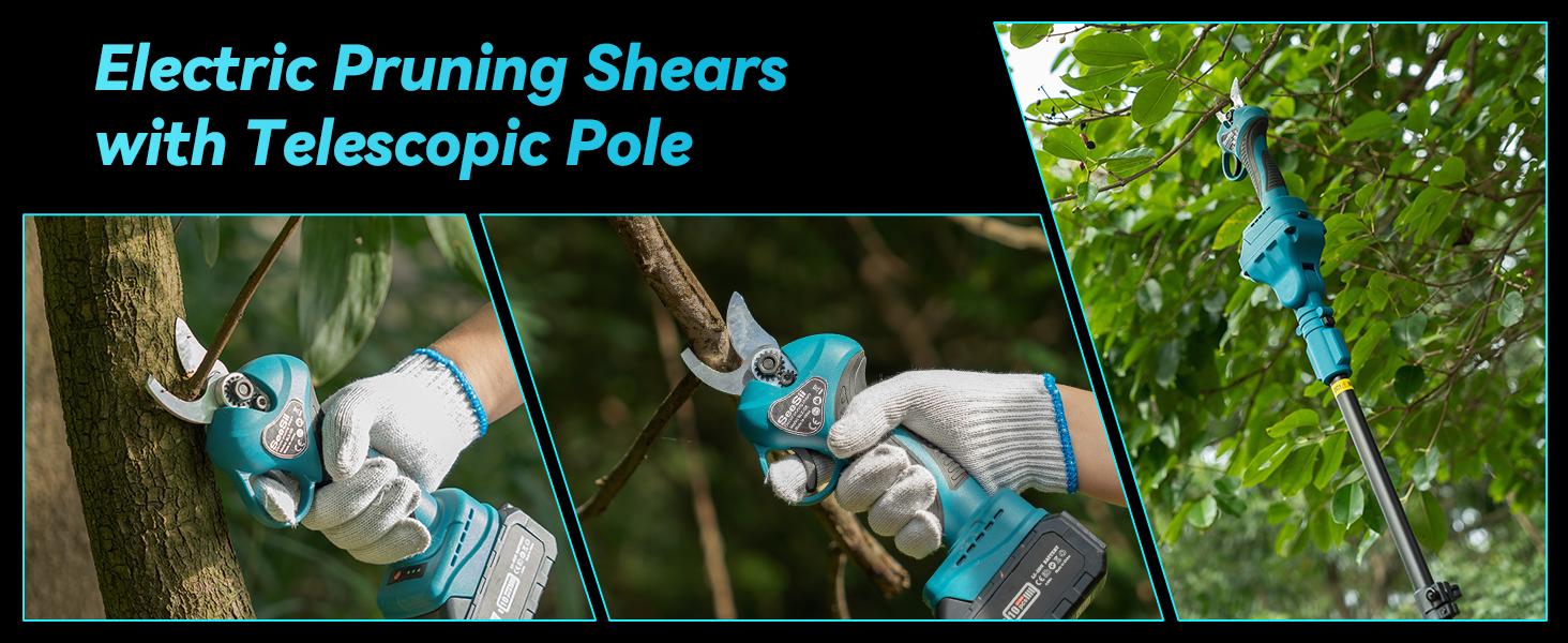 Seesii 4-in-1 Pole Saw & Pruning Shears Combo Kit, 6 Inch Mini Chainsaw for Tree Trimming, Battery Powered Chain Saw with Extension Pole, Tree Trimmer Limb Branch Cutter Pruner CP600 #TikTokShopBlackFriday