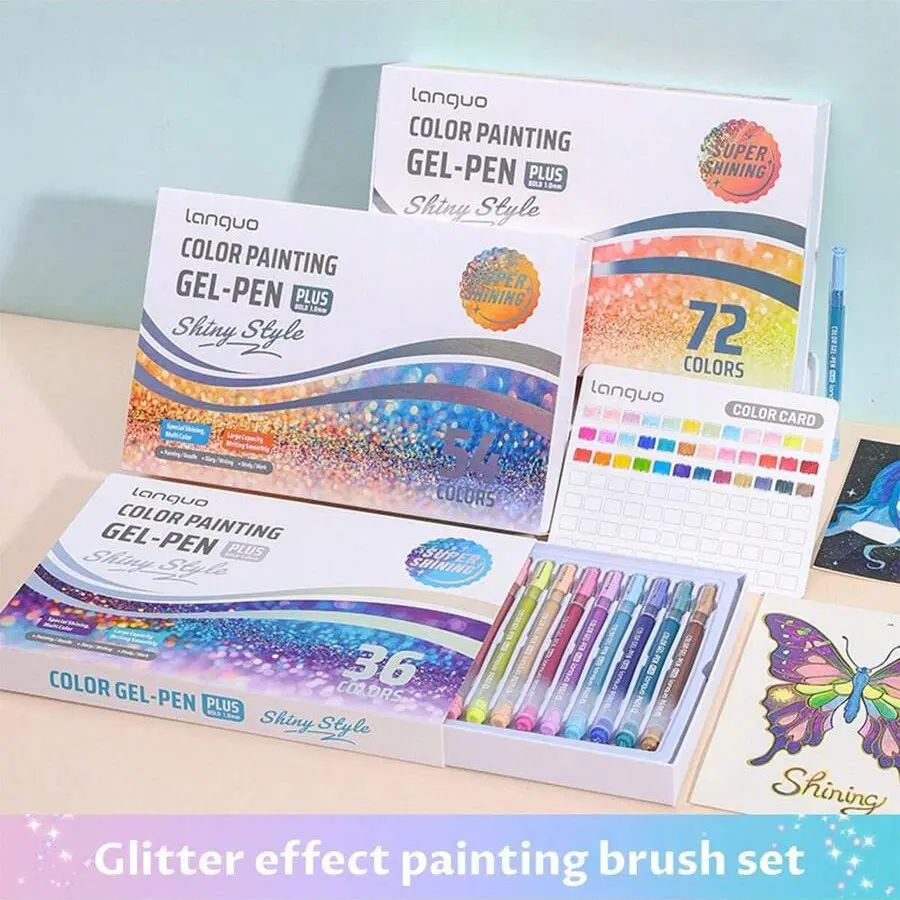 Glow Effect Drawing Pen Plus, 24-72 Colors Dreamy Glow, Fine Glitter, Rich Colors, Easy Line Tracing, Filling, Outlining, Meet More Drawing Needs