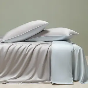 Luxury Washed Silk Four-Piece Set Summer Ice Silk Bed Sheets, Duvet Cover, Fitted Sheet, Light Luxury Bedding for Naked Sleeping Wholesale