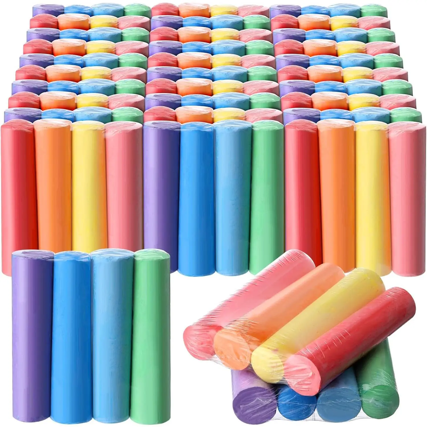 120 Pcs Sidewalk Chalks Set 30 Count 4 Colors Non Toxic Jumbo Chalk for Party Gift Outdoor Art Play Painting, Rainbow Classic Colors