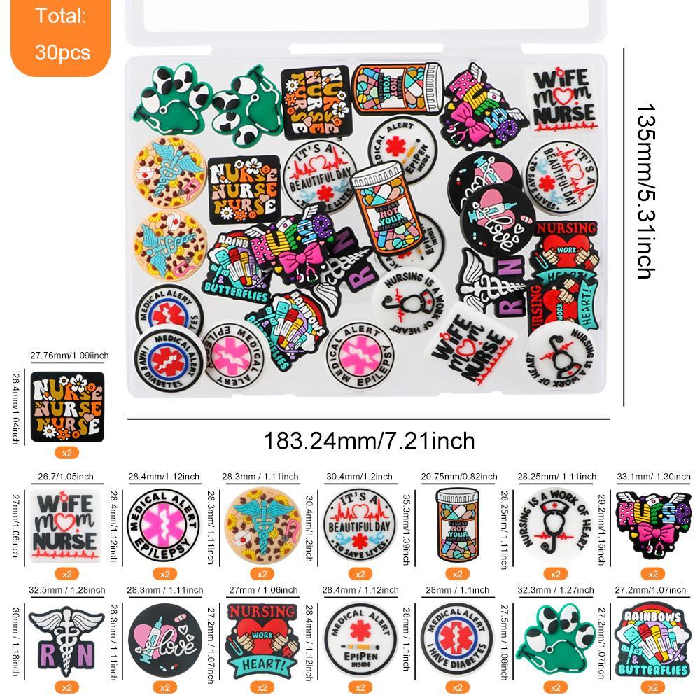 Silicone Beads Kit, 30pcs/box Colorful Beads, Beads Set, DIY Beading Kit for DIY Craft, Keychain Pendant, Jewelry Making Supplies,  Bead Assortment Charm Handmade Gifts, DIY Mix Beads