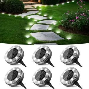 Mini Solar Ground Lights, Flat Waterproof Outdoor Solar Disc Lights, 2.3-Inch Small Solar Garden Lights for Landscape Lighting on Pathways, Gardens, Yards, Lawns and Walkways, Solar Patio Lights