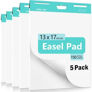 13 x 17 Inch Plain Easel Pad Anchor Chart Paper, 5 Pads 30 Sheets per Pad, Flip Chart Paper for Training Presentation Meetings Doodling, Ideal for Teachers & Office Use