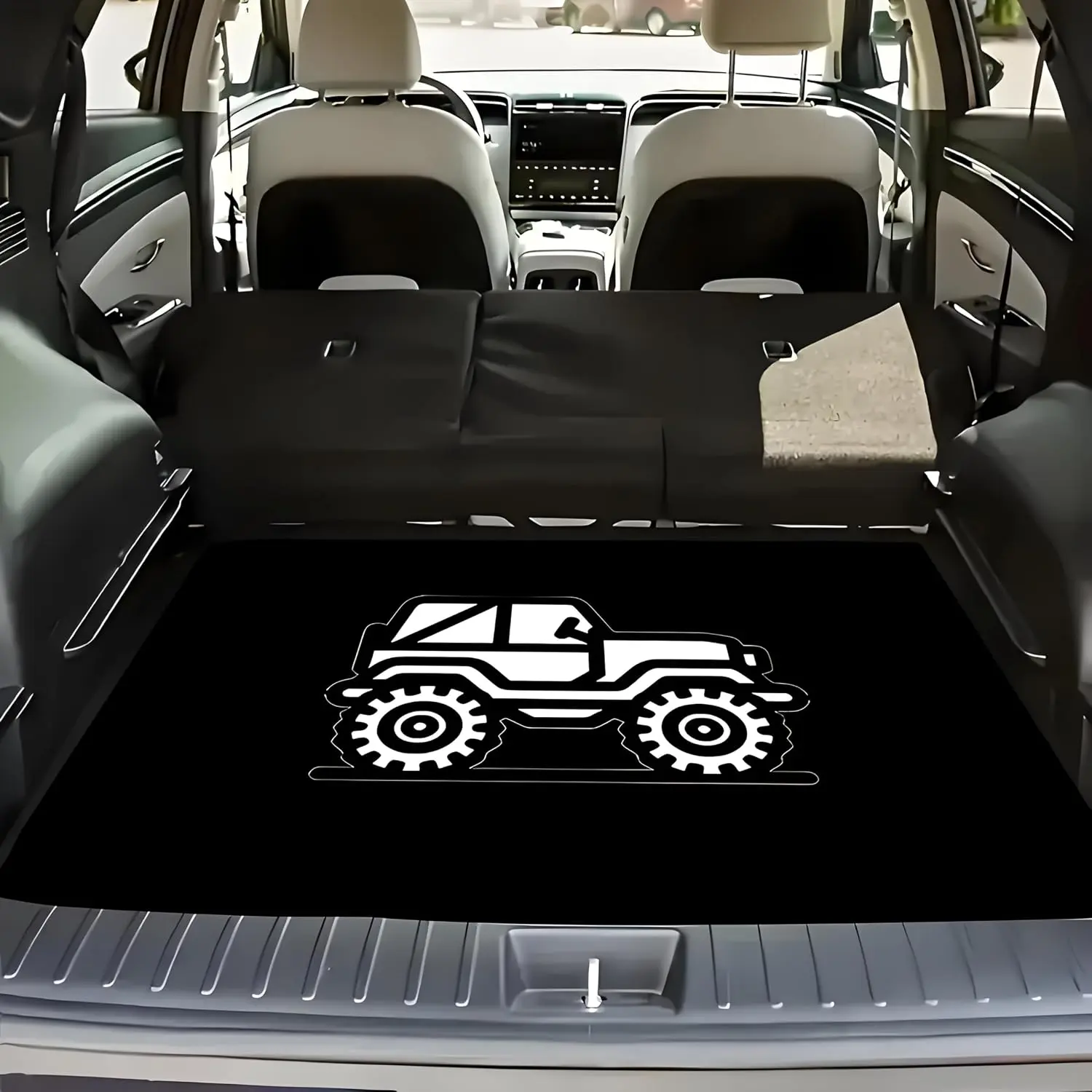 Universal Car Trunk Mat, All Weather Trunk Protection Cargo Liner, Stylish Vehicle Interior Accessories, Durable Cargo Mat Rear Trunk Line Suitable for Most Car (Simple Off-Road Jeep, 29" x 39")