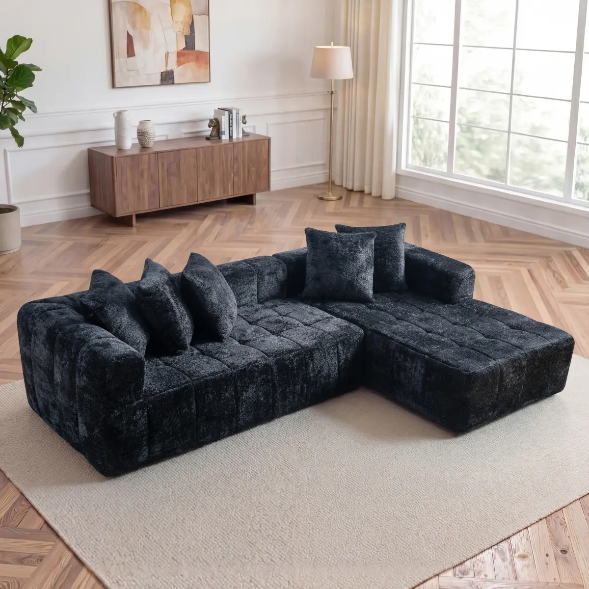 108" Cloud Modular Sectional Sofa – L-Shape with Chaise, Deep Seat & No Assembly Needed!Modern Minimalist Couch for Living Room, Bedroom, Apartment.Ultra-Cozy Corner Lounge?️