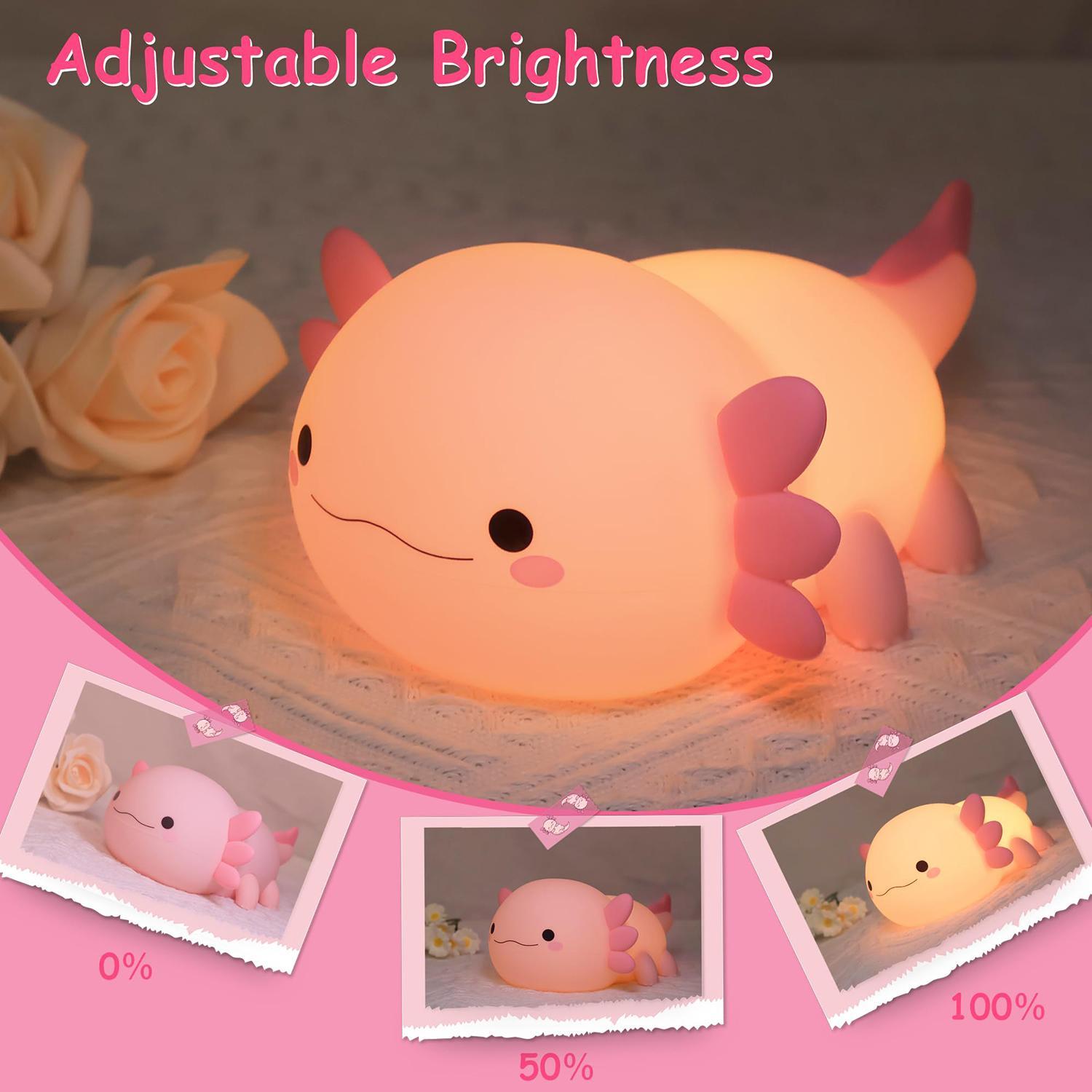 Cute Axolotl Design Night Light, USB Rechargeable Silicone Touch Lamp, Novelty Lighting for Bedroom, Living Room, Home Decor