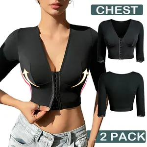 1/2 PACK Gather Shaping Bra Top Yoga Front Button Sports Jacket Shaping Sleeves Womenswear Comfortable Fit for Active