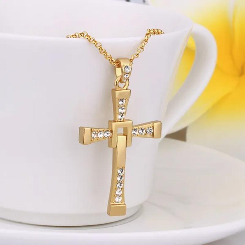 Cross Necklace for Men, Cross Pendant Necklace Stainless Steel Chains Sterling Silver Necklace Men's Cross Chain Jewelry Link Chain for Boys Fast and Furious