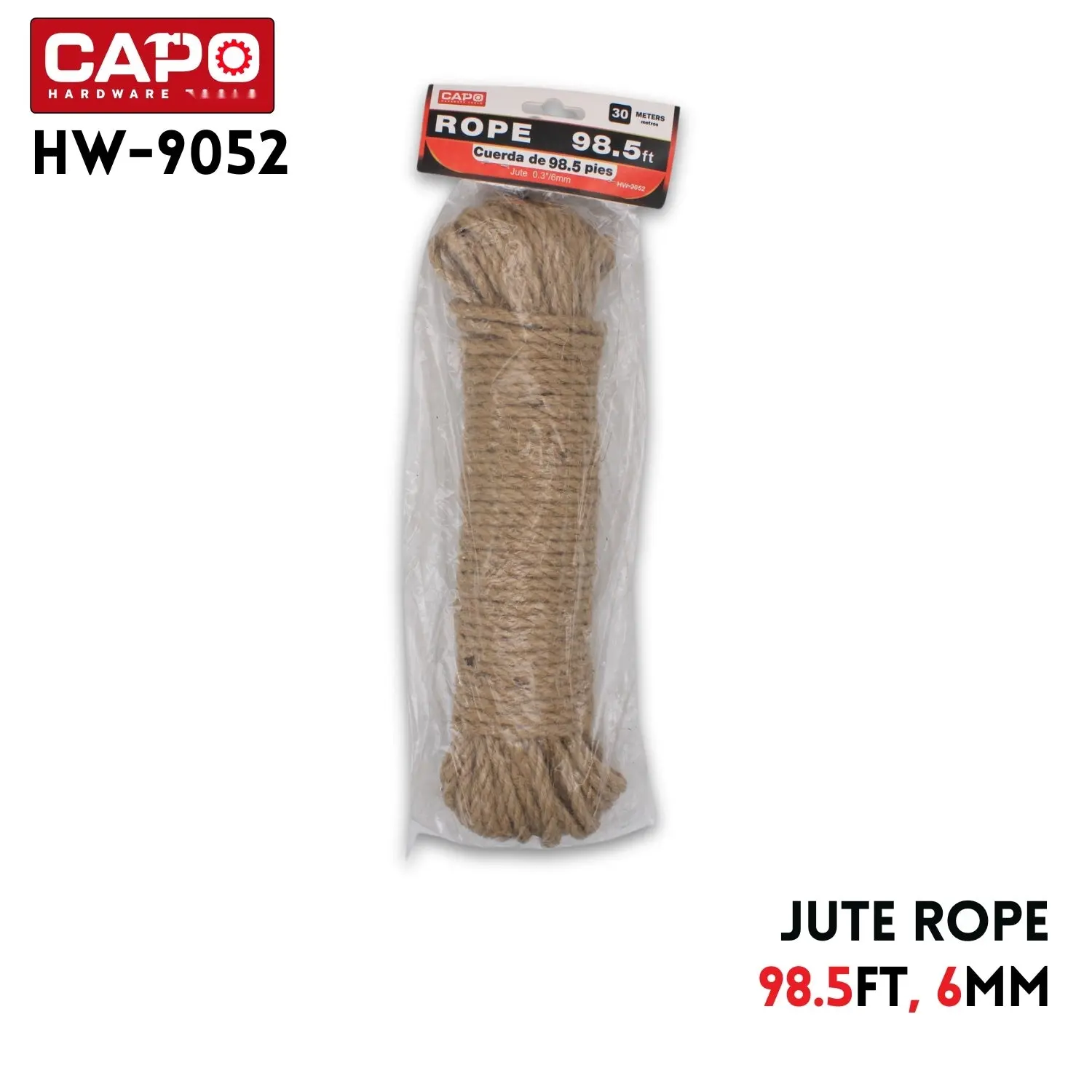 6mm Natural Jute Hemp Rope, 98.5 ft (30m) Eco-Friendly Biodegradable for Gift Wrapping, Gardening, Crafts, Indoor/Outdoor Camping (Tools & Hardware, Ropes Chains & Pulleys), Plant Support