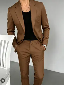 Men's Fashion Casual Slim-Fit Blazer Set, Multi-Color Options, Business Casual Suit, Party Wear Essential, No Matching Needed