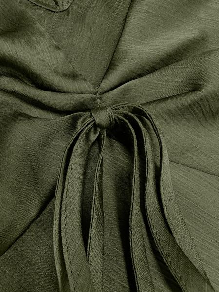 Women's Spring Summer Plain Casual Elegant Sleeveless Deep V Neck Ruched Tie Design Top, Fitted Fashionable Blouse for All Seasons