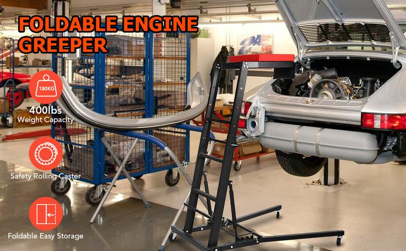 【GARVEE】Topside Automotive Engine Creeper for Auto Repair: 48" to 66" Height, 400 LBS Capacity, with 4 Swivel Casters for Easy Mobility in Black, Yellow, Orange, and White Colors. 【GARVEE】Topside Automotive Engine Creeper for Auto Repair: 48" to 66" Height, 400 LBS Capacity, with 4 Swivel Casters for Easy Mobility in Black, Yellow, Orange, and White Colors.