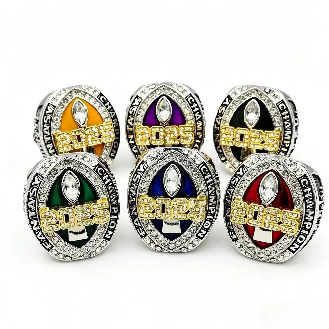 2025 Fantasy Football Championship Ring, Premium Crystal Inlaid for Fantasy League Champions, 6 Color Options, Collectible Sports Ring for Football Fans, Perfect Gift for League Winner, Heavy‑Duty Comfort Fit Band, Trending Fantasy Football Jewelry
