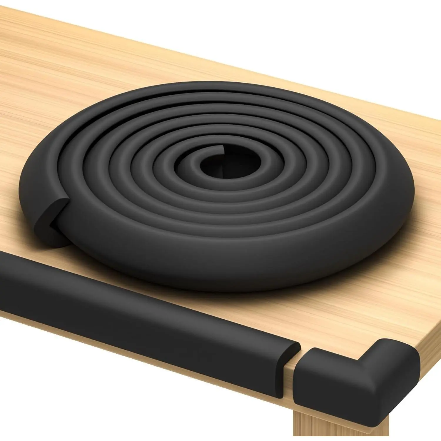 Furniture Corner & Edge Safety Bumpers, Impact-Absorbent 18ft Bumper & 8 Foam Corner Protectors, Cushy Thick Odorless Table Edge Protectors for Baby Child, Black
