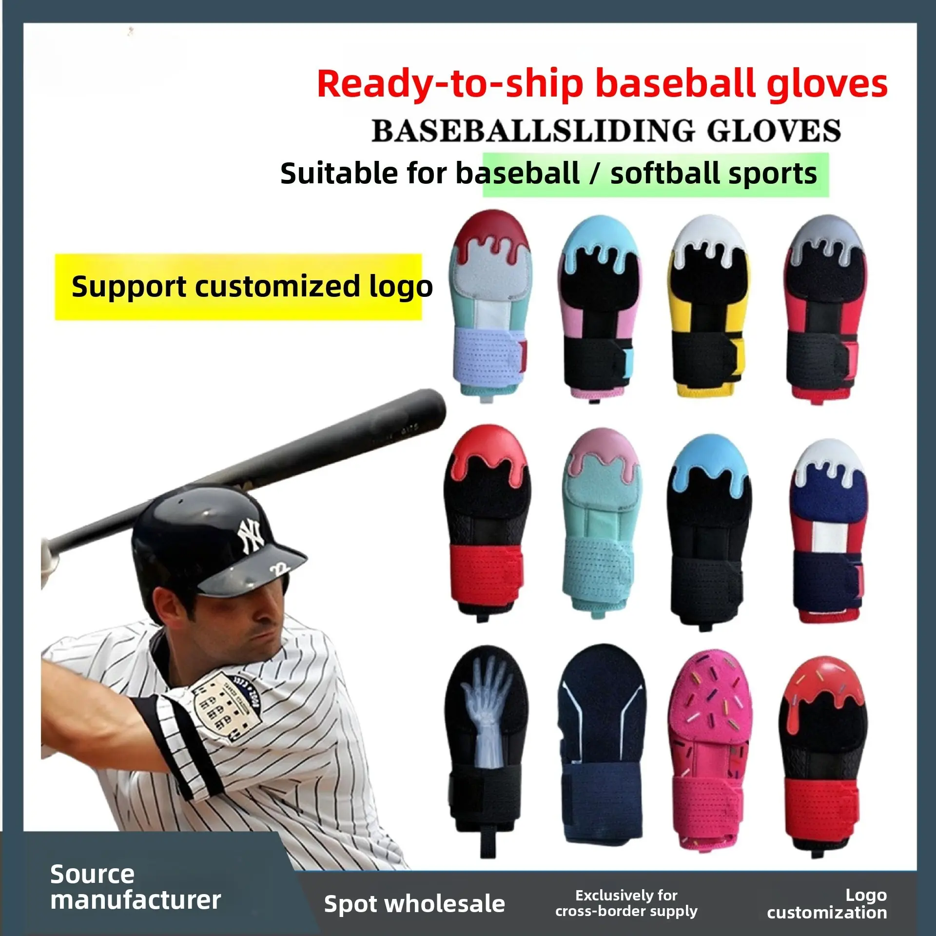 Baseball gloves baseball softball protective gear handguard American Ice Hockey sliding mitts sliding gloves
