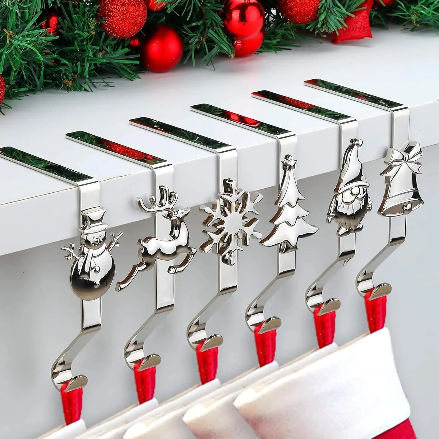 Christmas Stocking Holders for Mantle, Set of 6 - Stocking Hangers