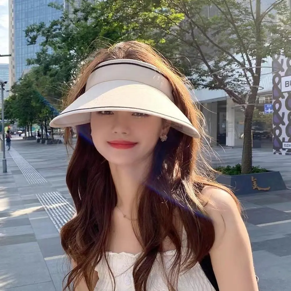 Women’s Summer Breathable Ice Silk Sun Protection Hat, Foldable Wide Brim Open-Top Visor Cap, Lightweight UV Shield Headwear For Sports, Camping, Hiking & All Outdoor Activities