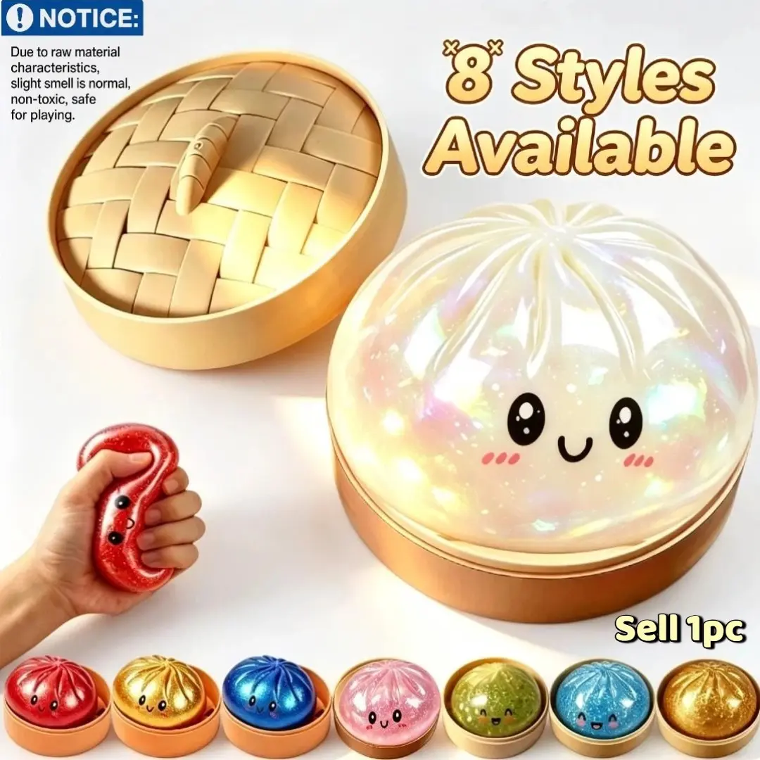 Dumpling Stress Squishies - Glitter Dumpling Toy, Sparkly Squishies, Glitter Dumplings Squishy with Box, Dumplings Sensory Squeeze Toy for Stress Relief Stretchy Desk Toys Party Gift.
