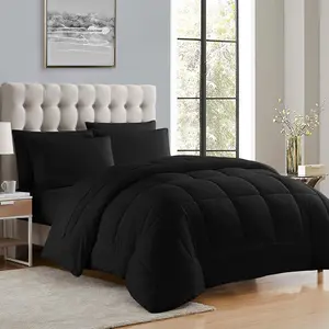Sweet Down Alternative Comforter All Season Warmth Luxurious Plush Loft Microfiber Fill Duvet Insert Bedding, Queen, Black