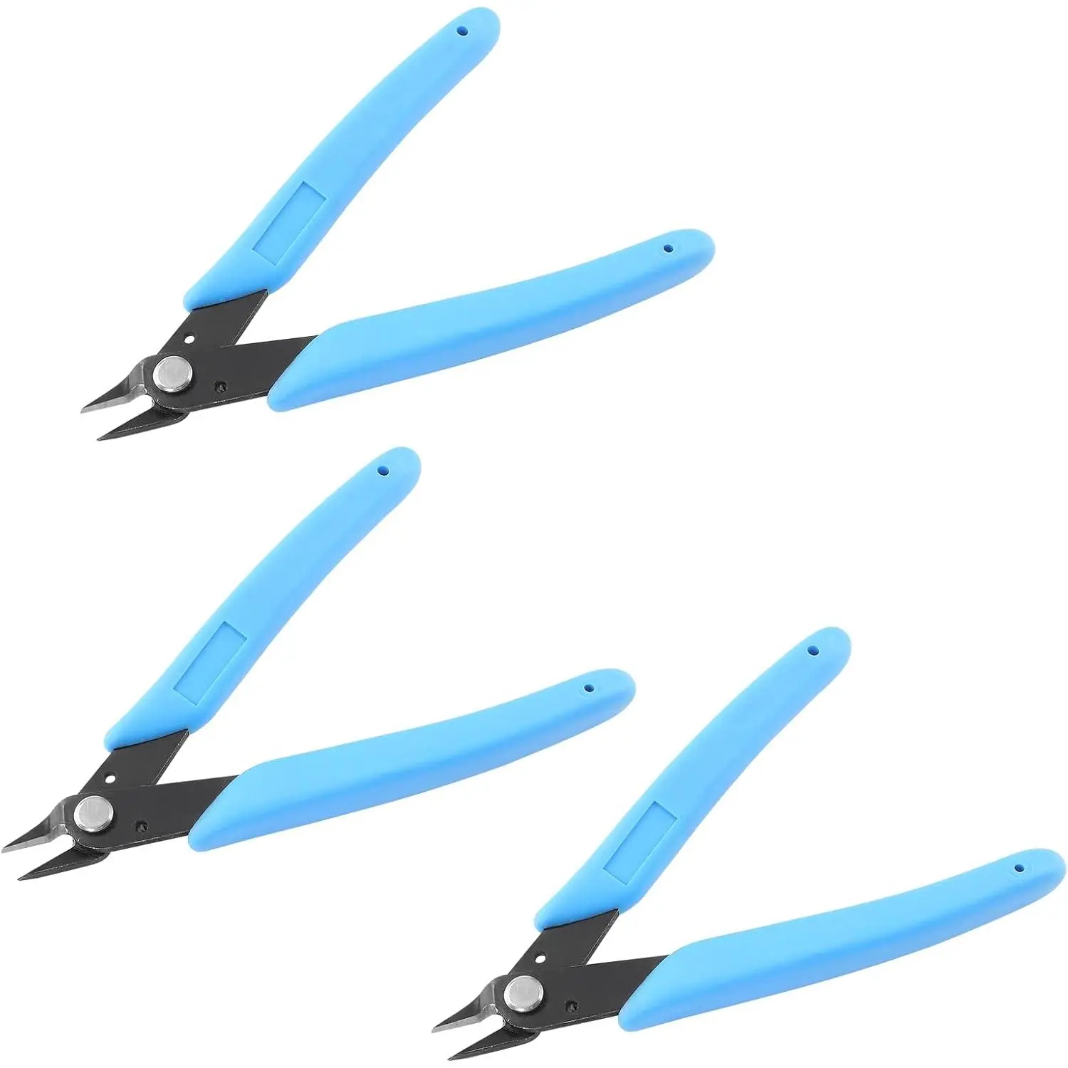 3 count  Wire Cutters Flush Cut Snips, 5 Inch, Black