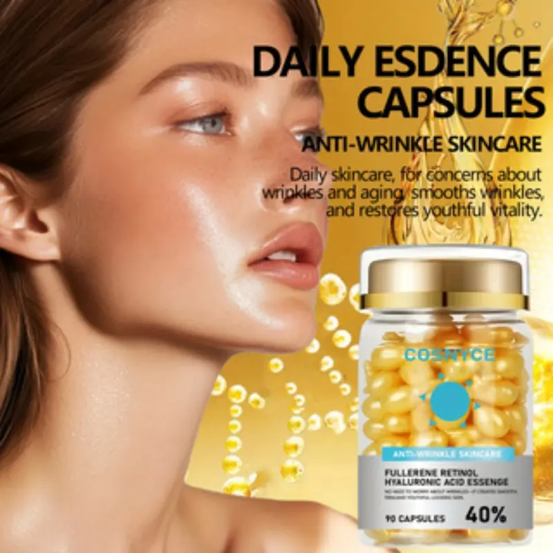 90pcs Facial Care Essence, Vitamin C & E Day Cream, Placenta Essence Capsules, Smooth Hydrating Skin, Portable Face Serum Capsules