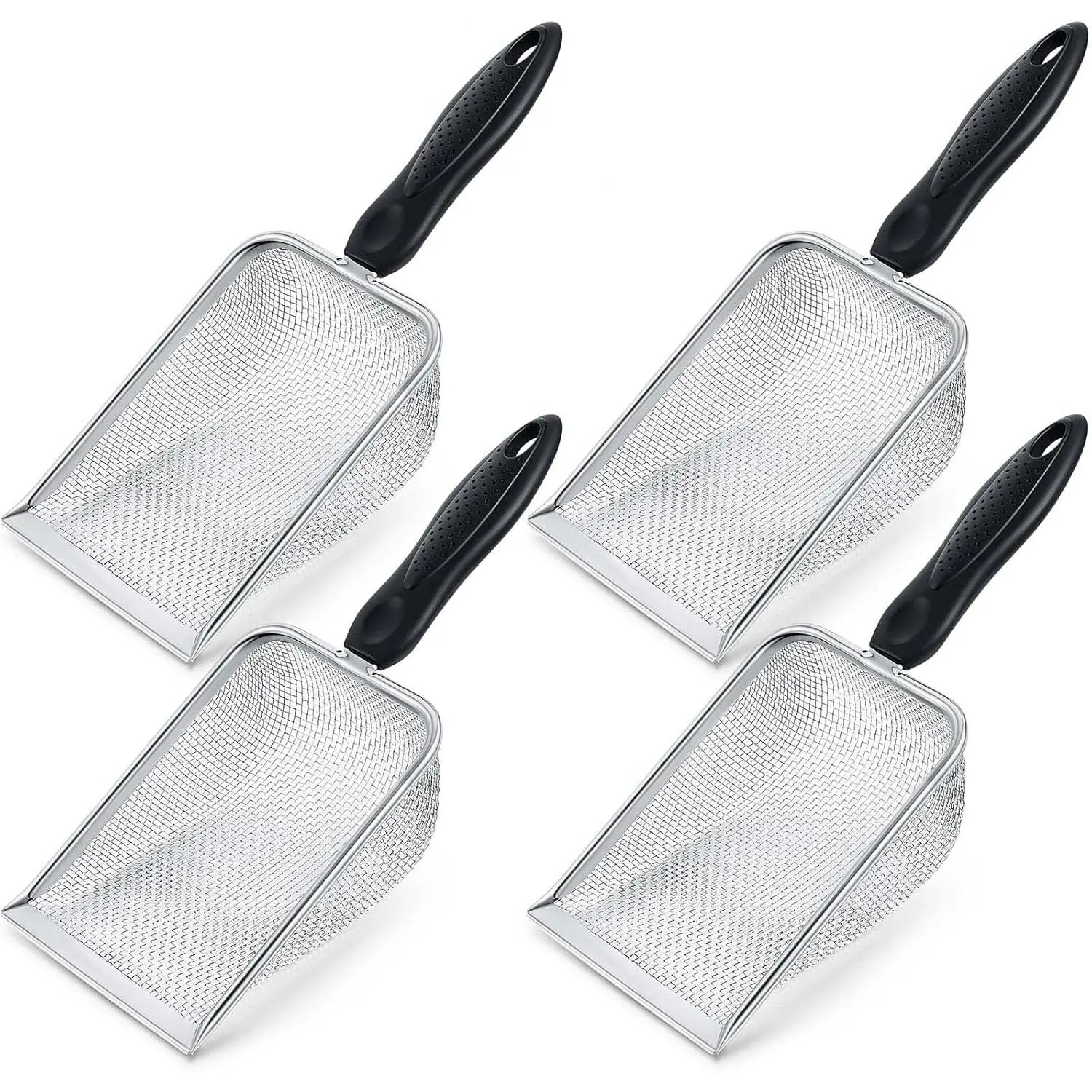 4 Packs Reptile Sand Stainless Steel Fine Mesh Reptile Substrate Metal Sand Shovel Sifter Litter Cleaner Corner Scoop Shovel Cleaner Scooper for Bedding Aquarium Terrarium Accessories