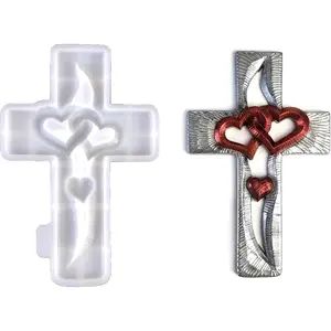 1Pc Love Heart & Crosses Multi-Functional Silicone Mold for Epoxy Resin Casting, Jewelry, Soap, Candle Making