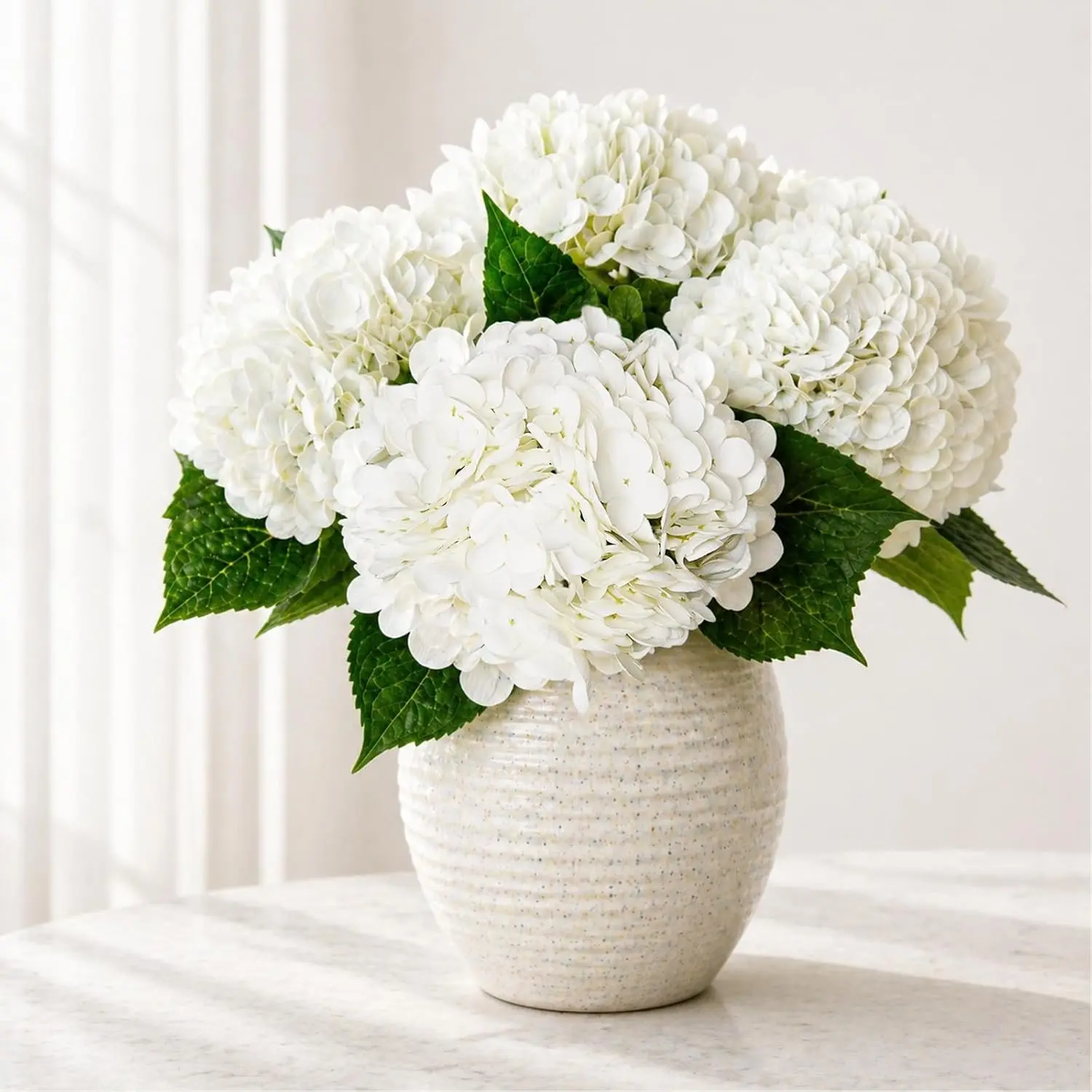 6Pcs 20in Real Touch Latex Hydrangea Artificial Flowers for Daily Home, Wedding Decor, Indoor & Outdoor Use (White), 20 In