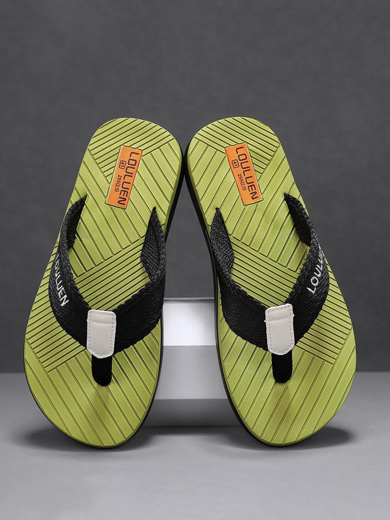 Men's Casual Letter Label Design Solid Color  Flip Flops, Trendy Breathable Non-slip Slippers, Comfortable Soft Bottom Slippers for Indoor & Outdoor Wear