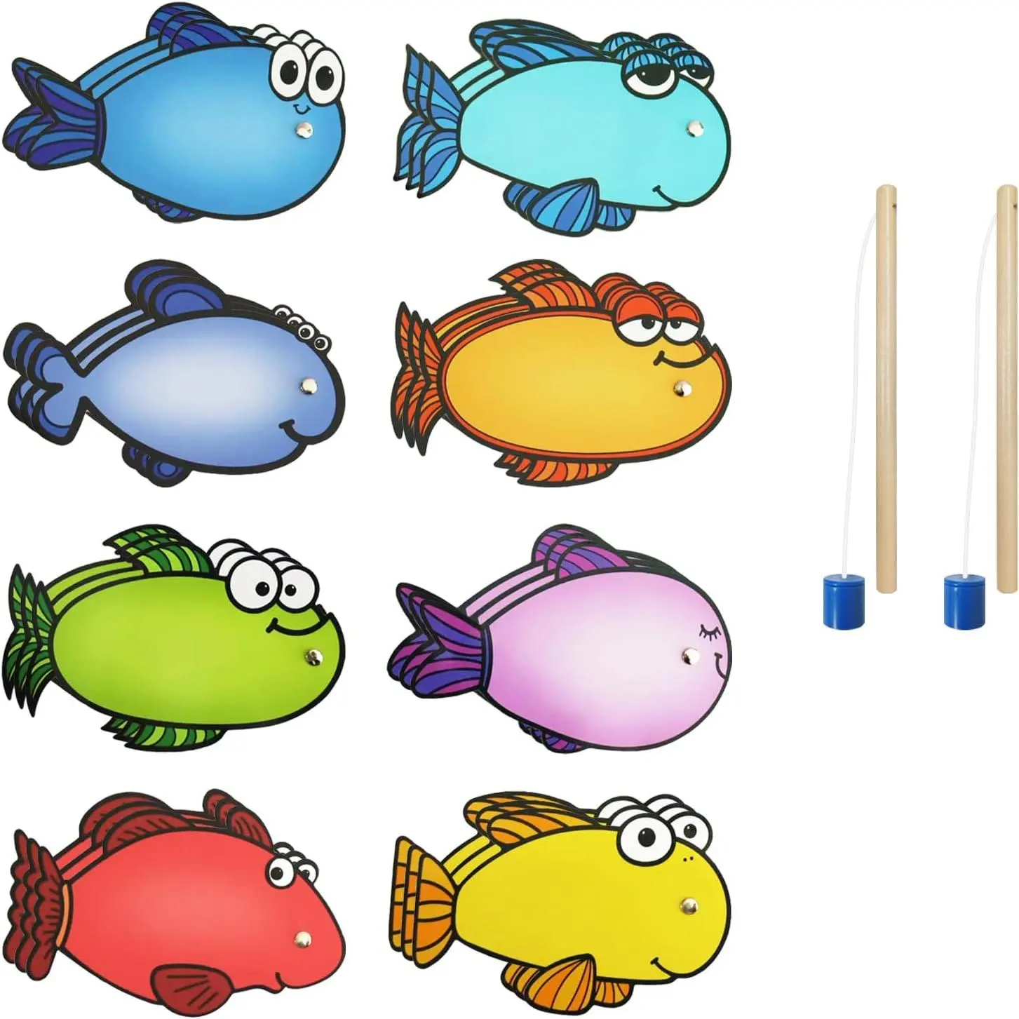 Magnetic Fishing Game, 24 Dry Erase Fish and 2 Wooden Toy Fishing Pole Sight Word Games Educational Toys for Kids, Kindergarten & Familyfidget toys