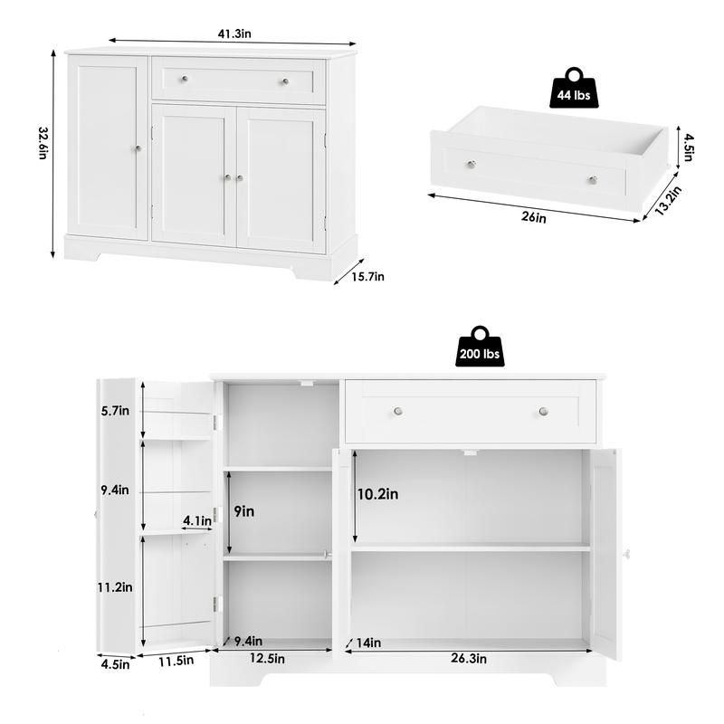 HOSTACK Buffet Cabinet with Storage, Modern Sideboard Buffet with Doors, Wood Coffee Bar Kitchen Storage Cabinet with Drawer and Adjustable Shelf HOSTACK Buffet Cabinet with Storage, Modern Sideboard Buffet with Doors, Wood Coffee Bar Kitchen Storage Cabinet with Drawer and Adjustable Shelf