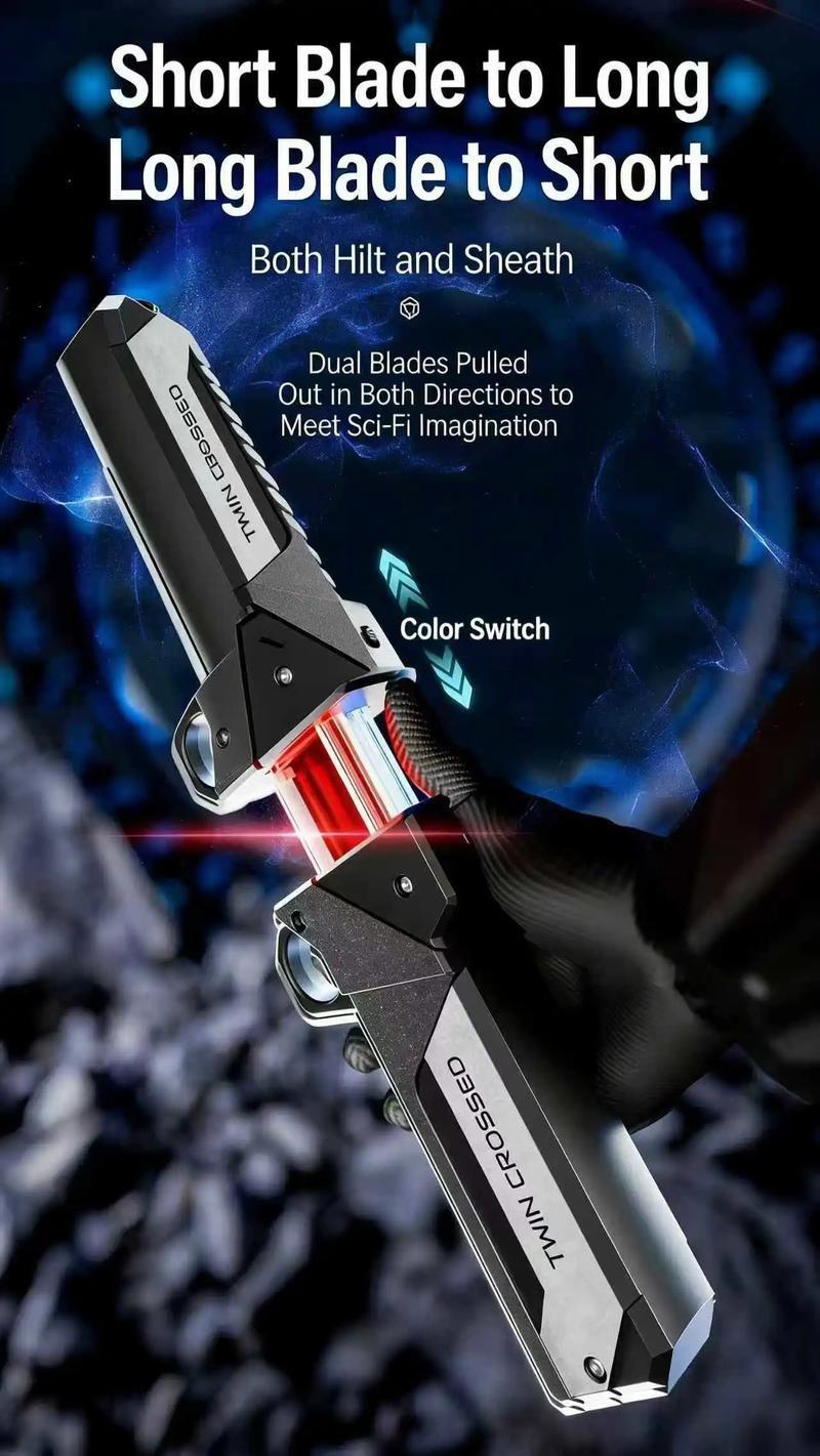 Retractable Double-Blade Light-Up Saber - Unsharpened Plastic Cosplay Prop, Cool Roleplay Toy, Playable Collectible Model, Perfect Christmas Gift