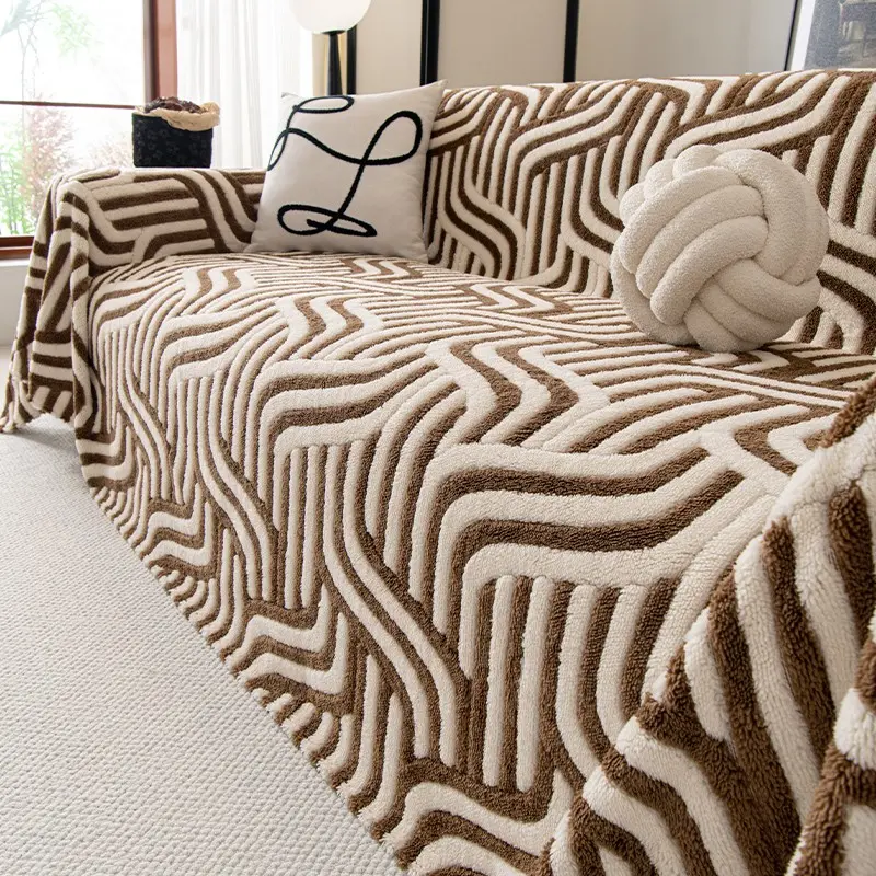 1pc All-Season Oscar Style Sofa Cover, Soft Couch Cover, Pet-Friendly, Machine & Hand Washable, Non-Slip Dustproof Couch Pad, Reusable Modern Design