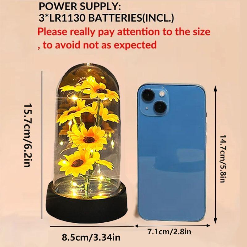 Sunflower Design Light Up Display Box, 1 Piece Battery Powered Flower Light Box without Battery, Decorative Ornament, Gift for Mom, Wife, Girlfriend
