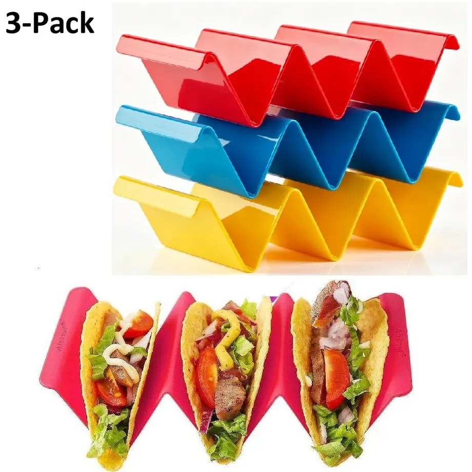 3-Pack Colorful Mexican Burrito Holders, Durable Large Kitchen Trays, Holds 2-3 Burritos, PP Material, Dishwasher & Microwave Safe